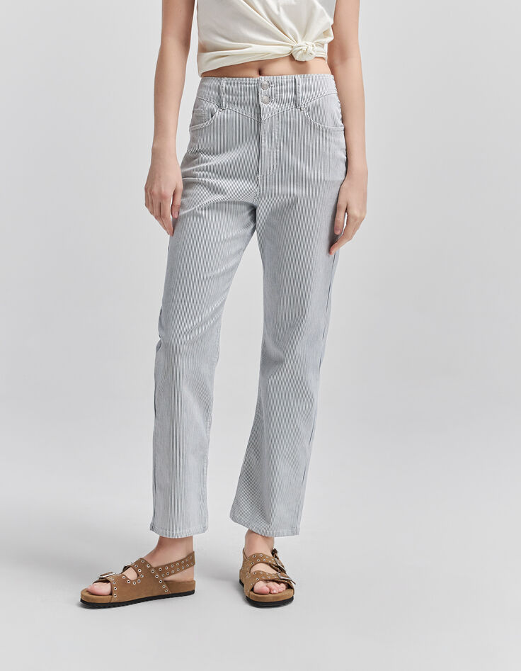 Vaquero slouchy blanco roto rayas finas Mujer-2