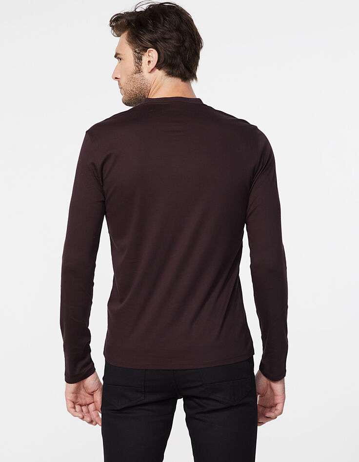 Polo prune en Interlock manches longues Homme-3
