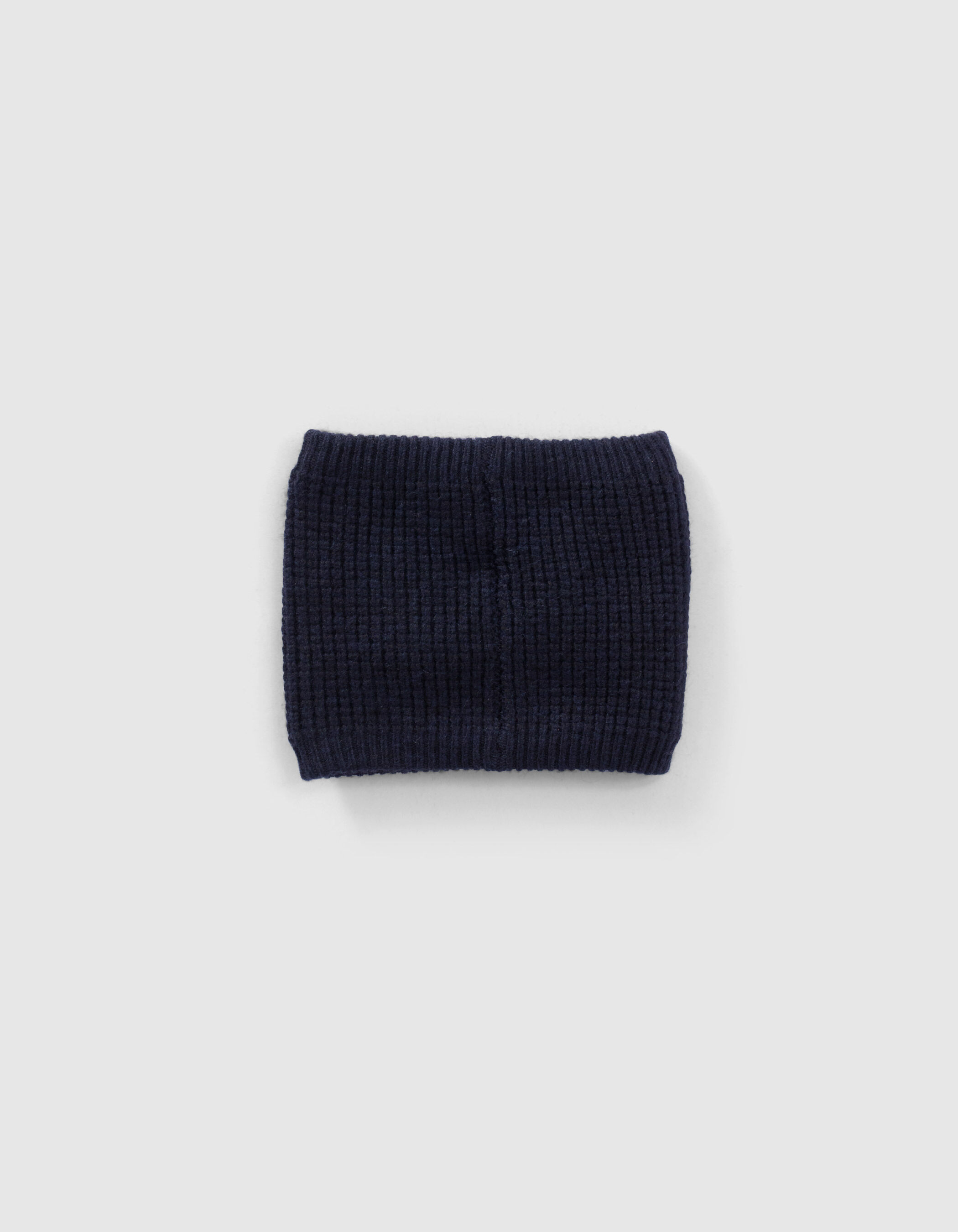 Snood marine tricot badge bouclette gar on