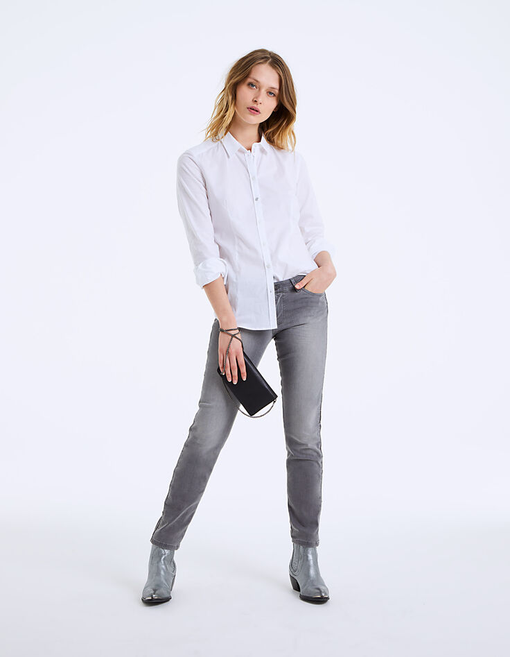 Women's grey 7/8 slim sculpt-up jeans, side braid-6