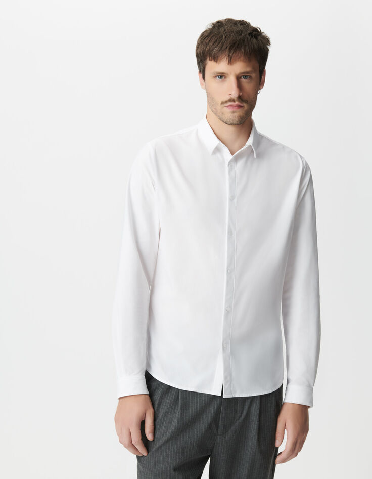 Chemise regular blanche maille EASY CARE Homme-1