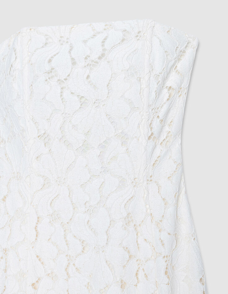 Witte kant lange strapless jurk Dames-8