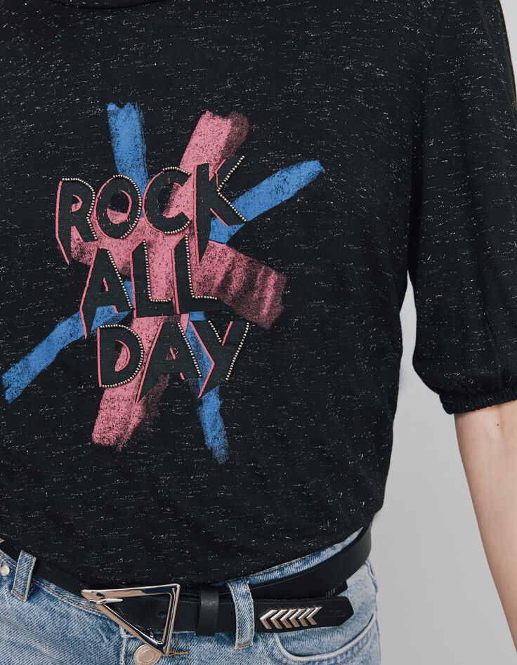 Damen-T-Shirt aus EcoVero™-Viskose mit Rockermotiv-4