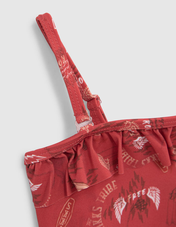 Girls’ red surf-rock print swimsuit - IKKS