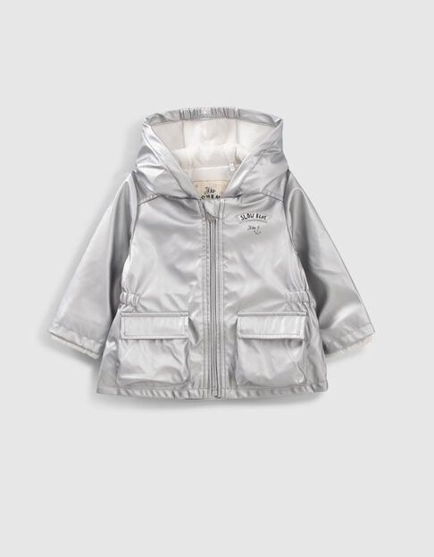 Zilverkleurige parka in rubber babymeisjes