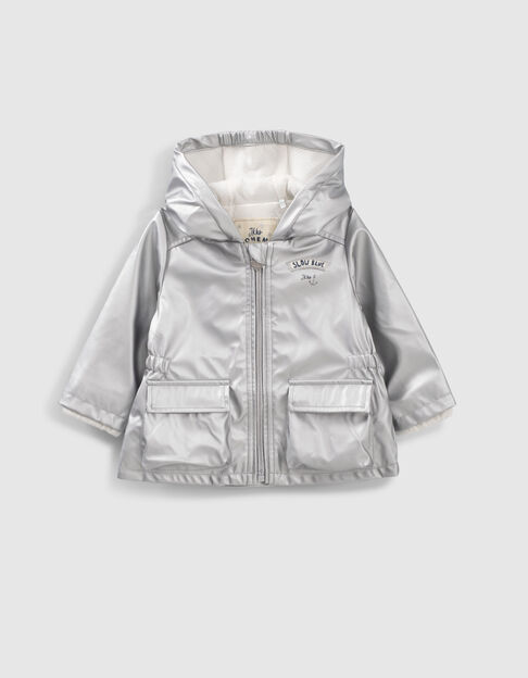 Baby girls’ silver rubber parka