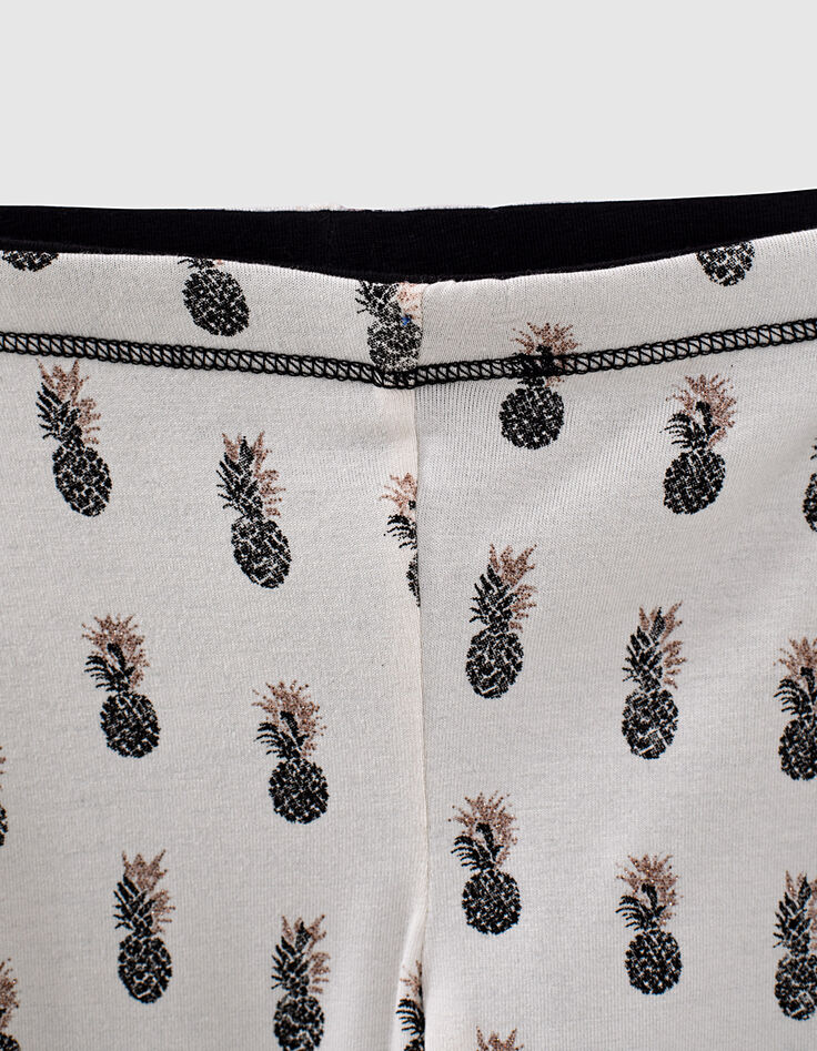 Leggings réversible mastic ananas et noir bébé fille-3