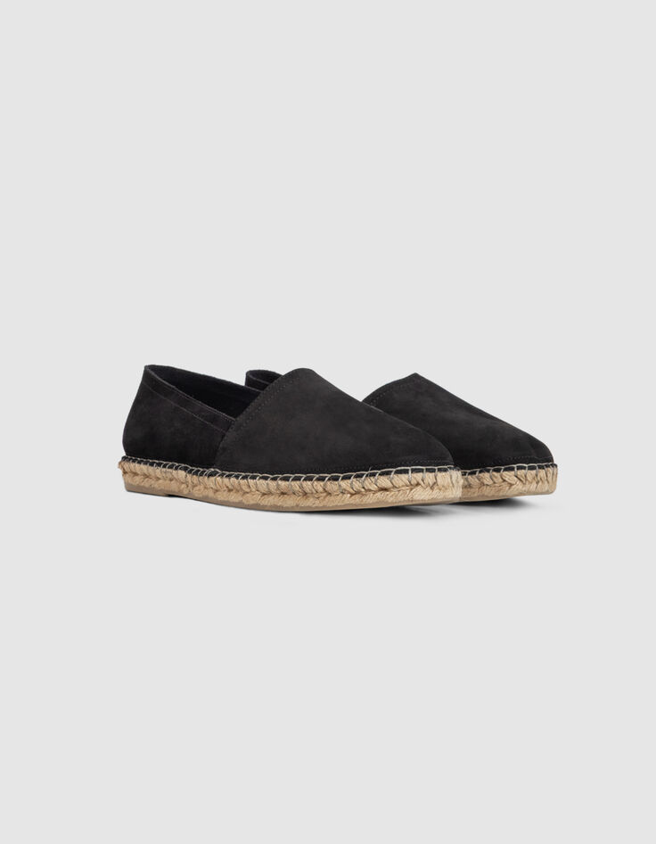 Espadrilles noires cuir velours Homme-4 Espadrilles noires cuir velours Homme-4