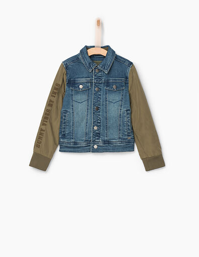 Stone blue jeansjack kaki mouwen jongens - IKKS