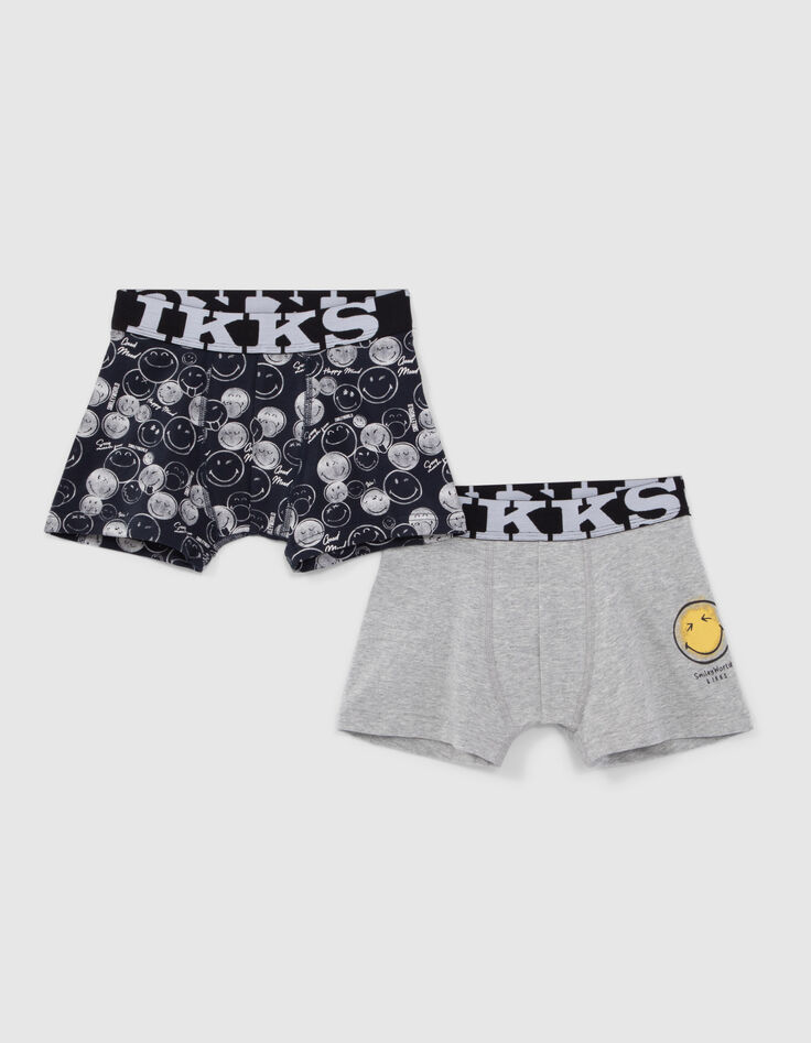 Boys’ black and grey SMILEYWORLD boxers-1 Boys’ black and grey SMILEYWORLD boxers-1