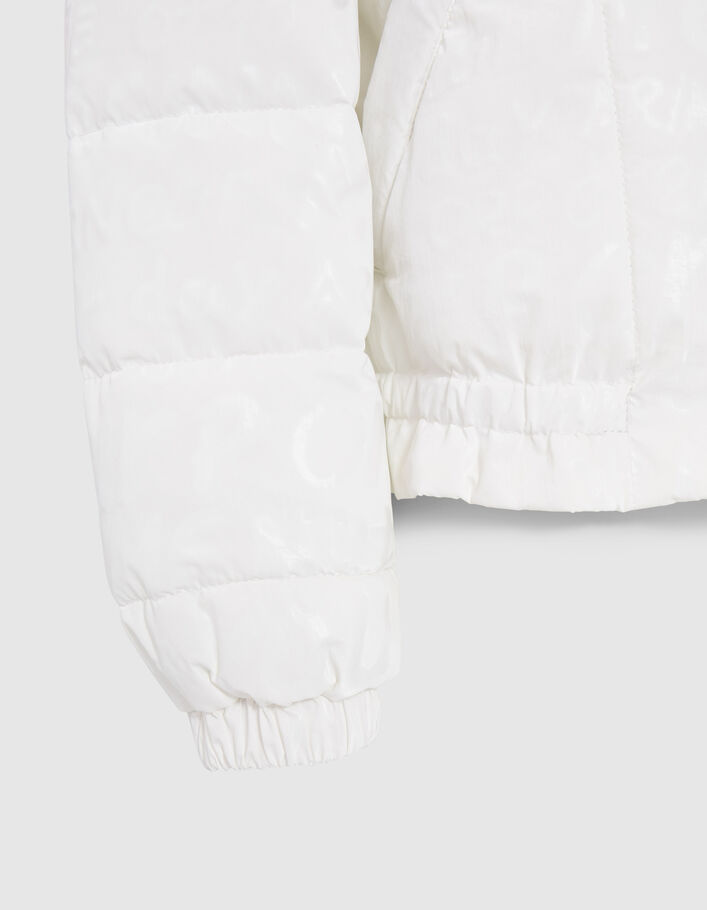 Girls' white padded jacket with tone-on-tone lettering - IKKS