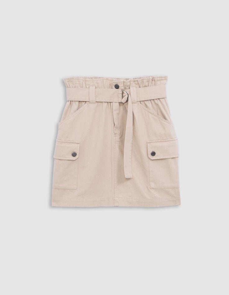 Jupe courte beige esprit battle ceinturée Femme-6 Jupe courte beige esprit battle ceinturée Femme-6