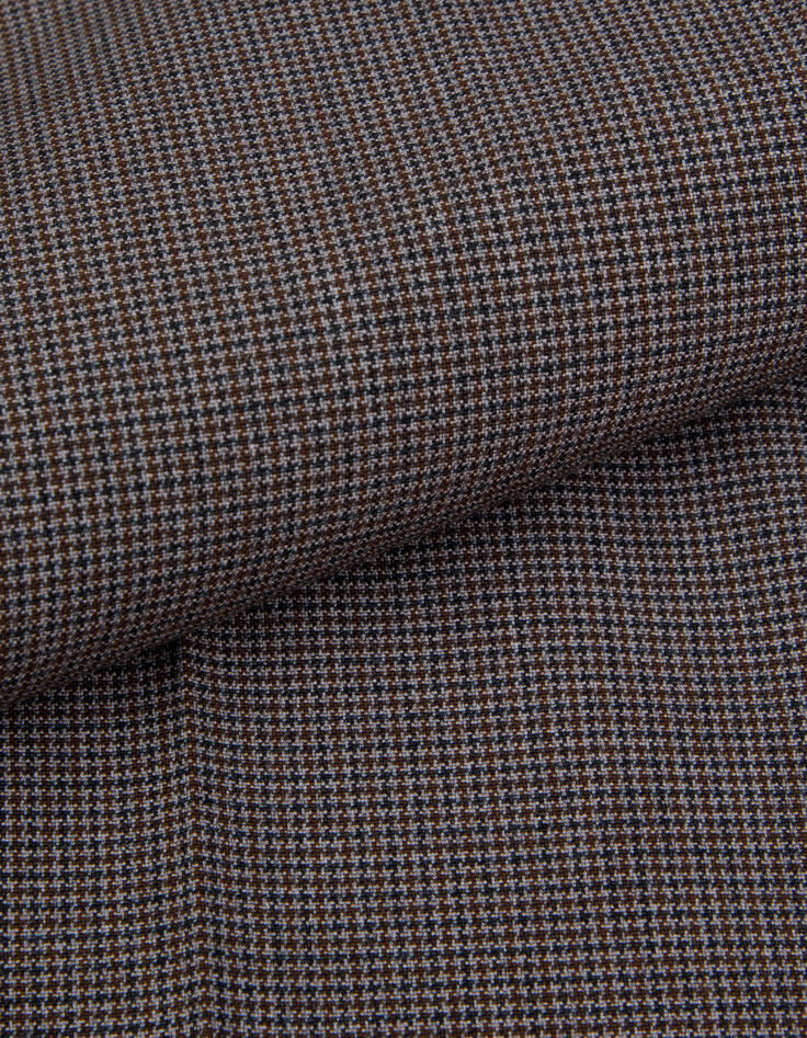 Pantalon de costume marron motif pied-de-puce Homme-3