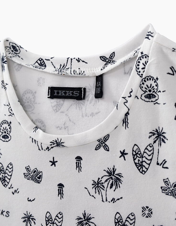 Camiseta blanco roto estampado conchas niña-4