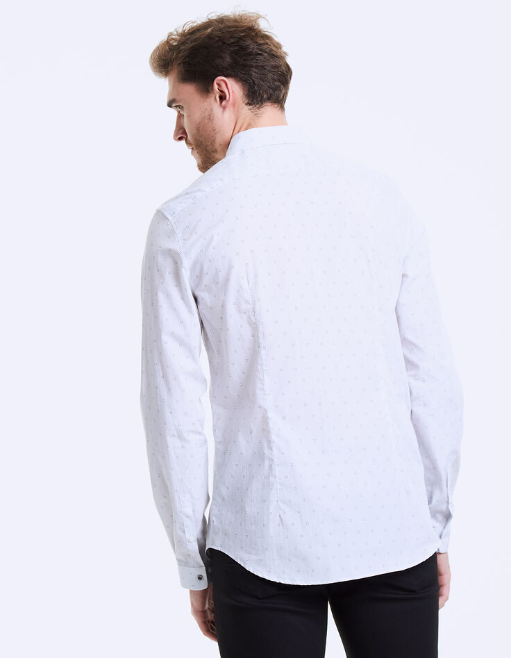 Men’s white Albini® checked slim shirt-4 Men’s white Albini® checked slim shirt-4