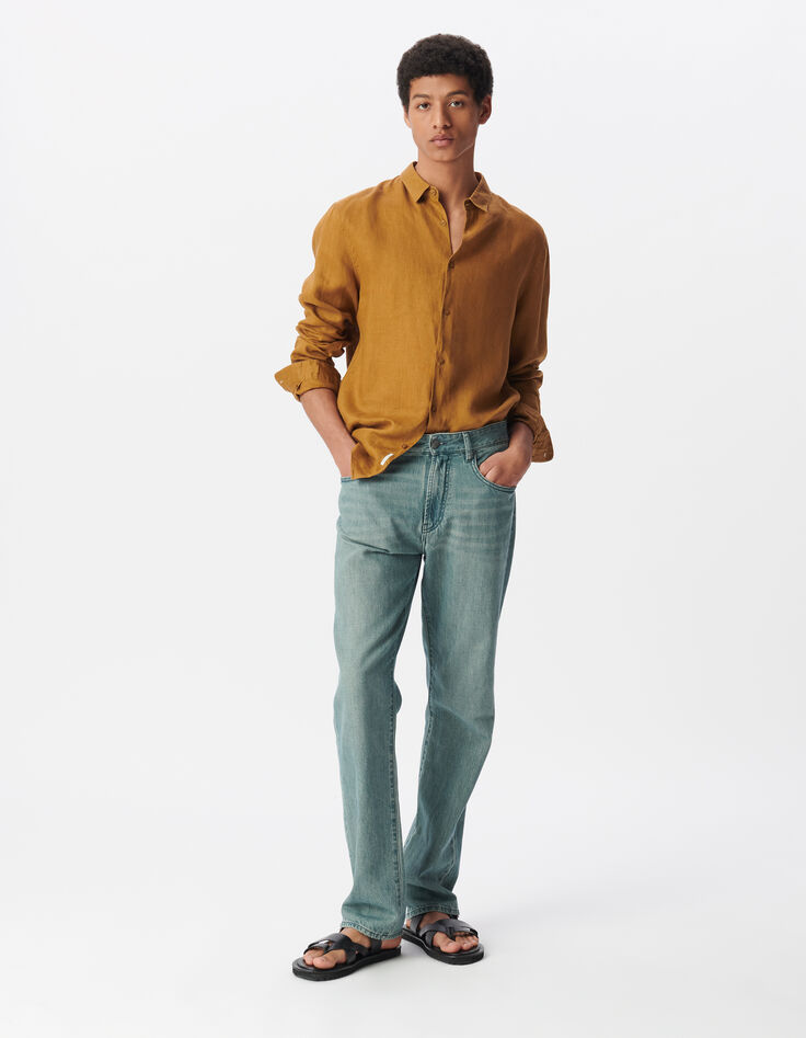 Men’s saffron linen SLIM shirt-1 Men’s saffron linen SLIM shirt-1