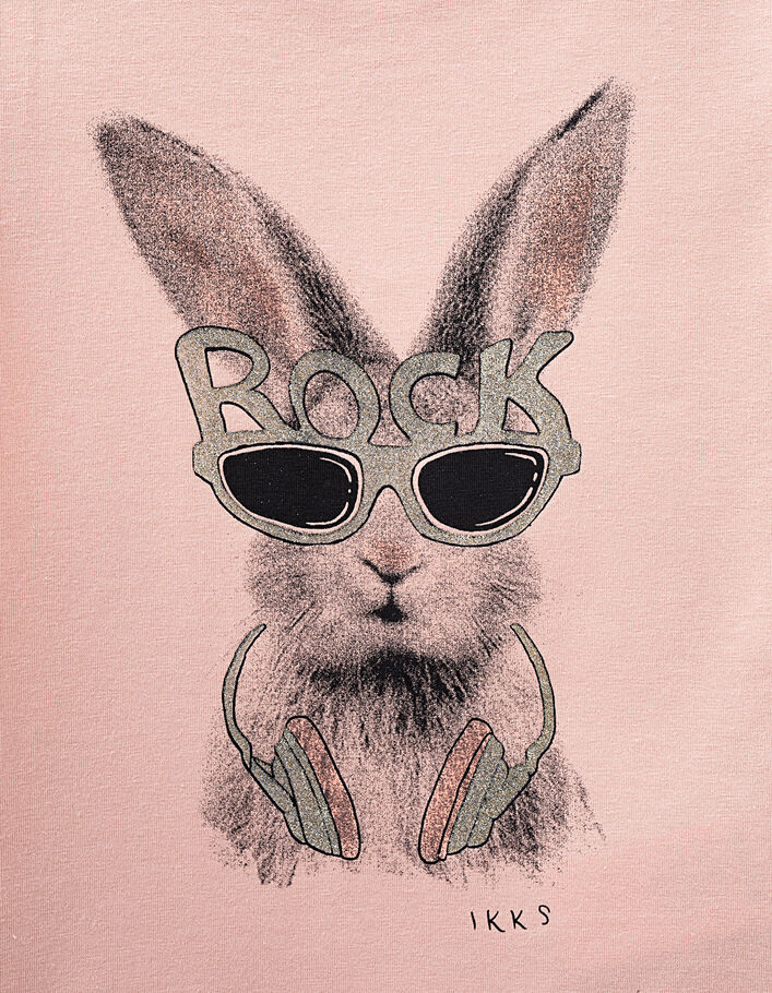 Poederroze T-shirt opdruk konijn meisjes - IKKS