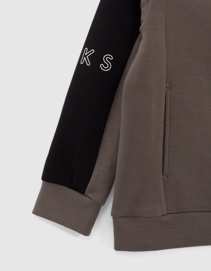 Boys’ sport black and grey mixed fabric hooded cardigan - IKKS