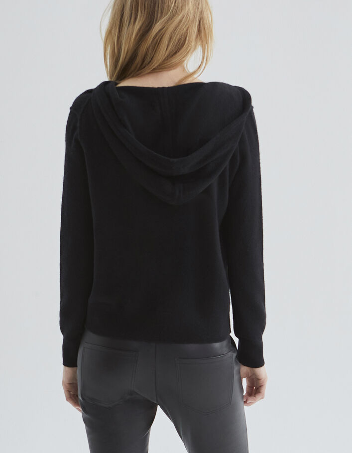 Damenkapuzenstrickjacke aus Kaschmir mit Fischgräten-2