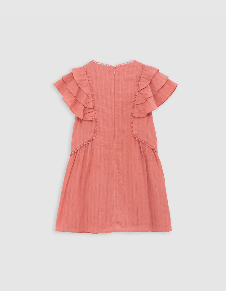 Pink dress with ruffles and lace for girl-4