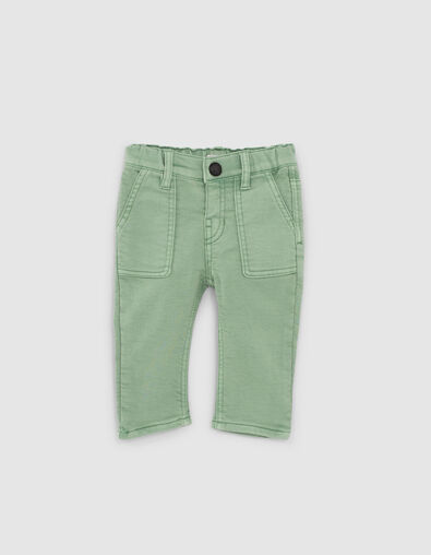 Lichtgroene jeans knitlooktricot babyjongens  - IKKS