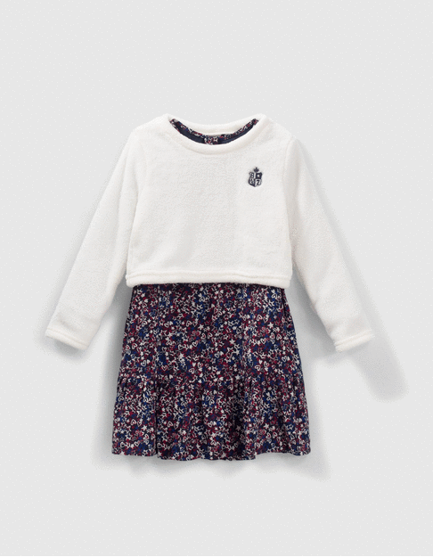 2-in-1 Mädchenkleid und Sweater mit Stern- und Herzprint