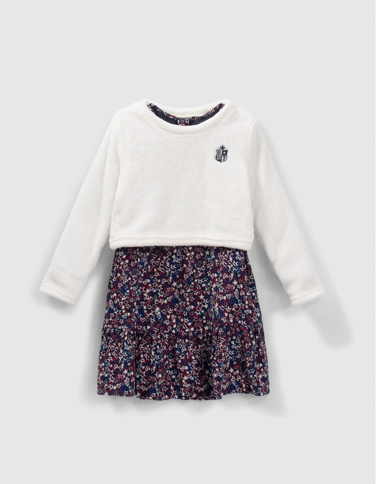 Girls’ 2-in-1 star and heart print dress with sweatshirt-1