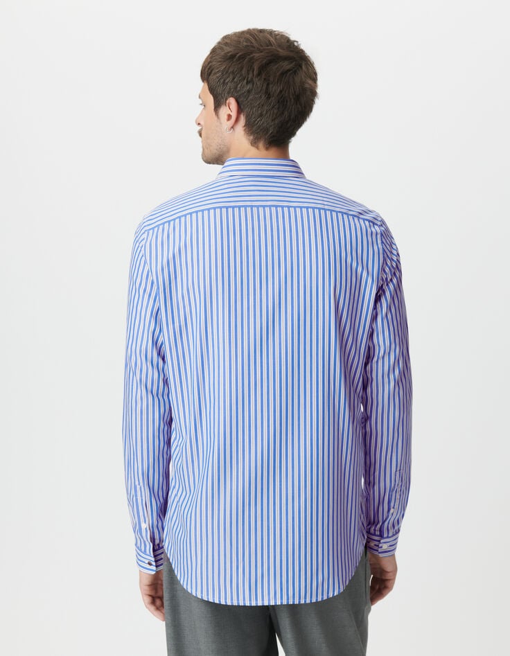 Camisa slim fit de hombre con estampado de rayas azules-3