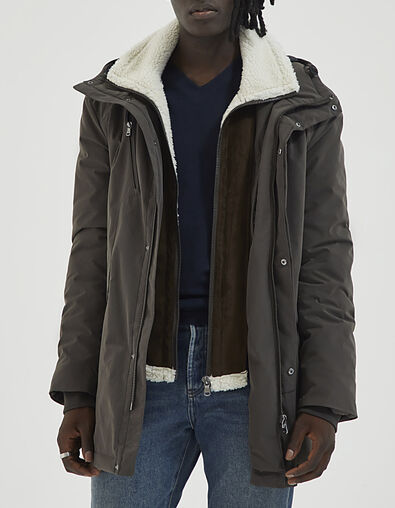 Parka marrón glacé con pechera forrada amovible Hombre - IKKS