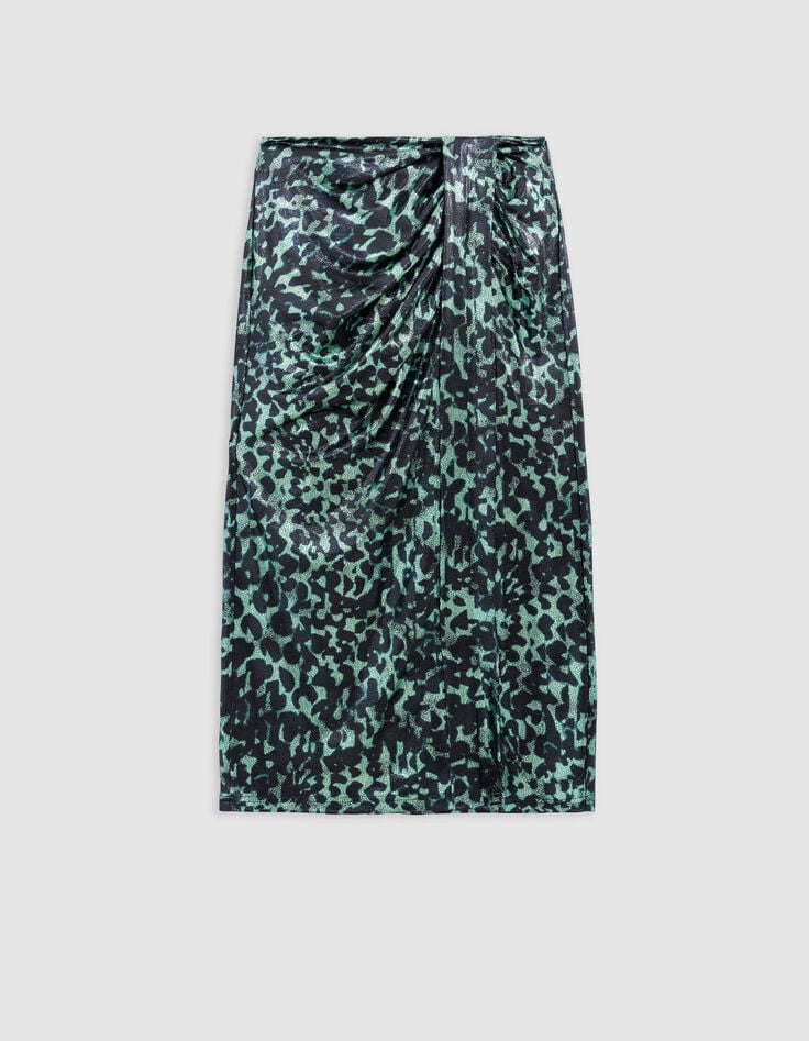 Jupe verte imprim&eacute; camouflage m&eacute;tallis&eacute; Femme-6