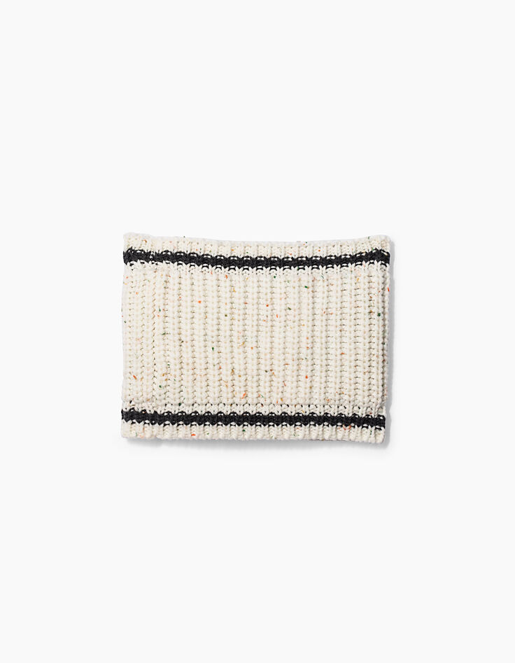 Snood blanc cassé fourré doupionné à patch garçon-3