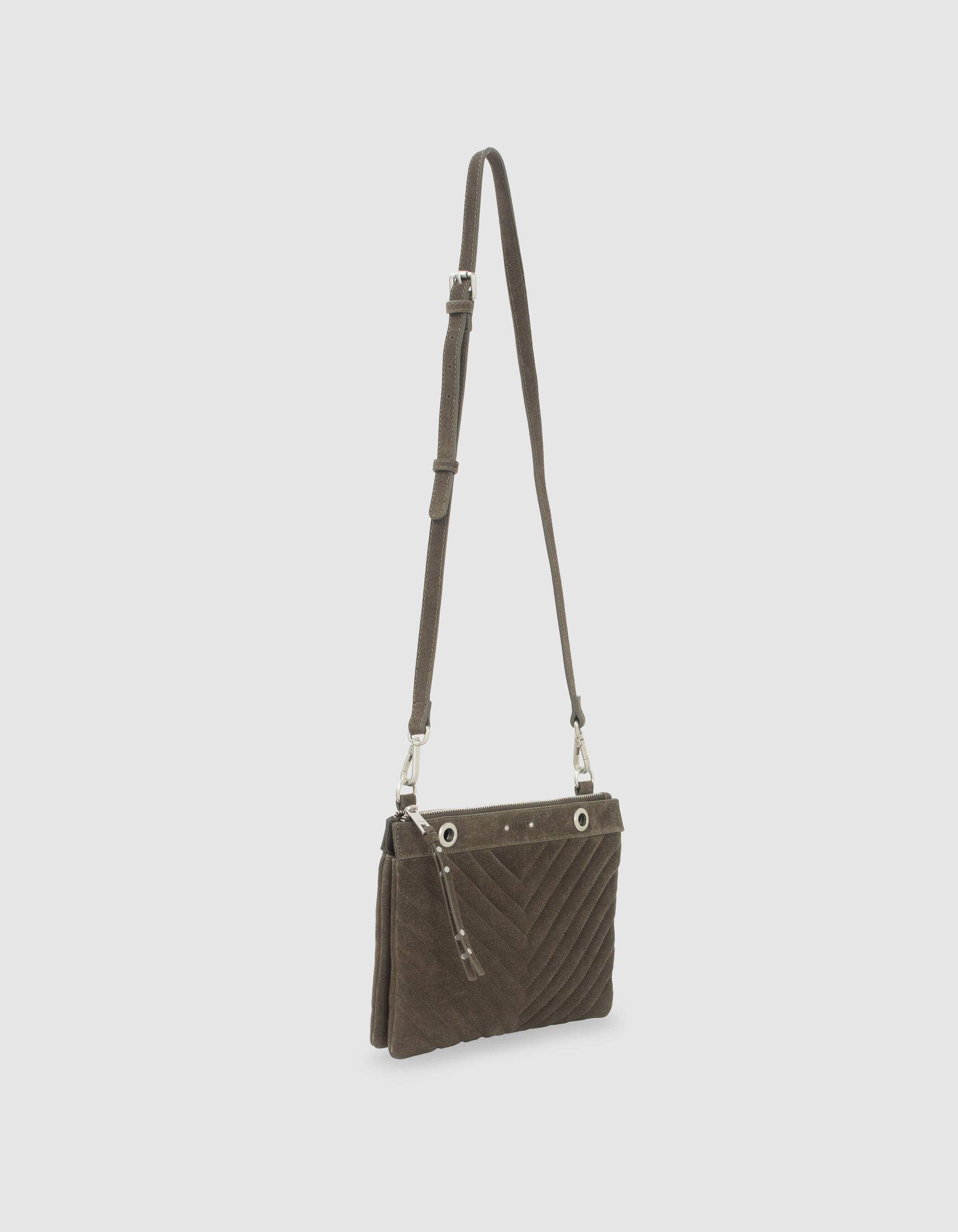 Women s chevron KHAKI 1440 REPORTER clutch bag