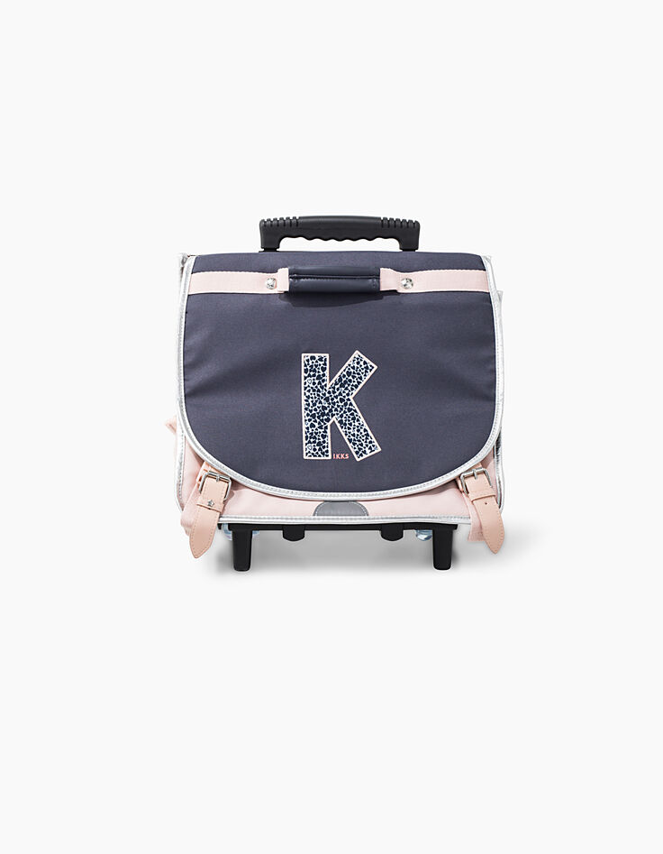 Trolley 38 cm rose poudré et navy K fille-1