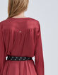 Langes, kamelienfarbenes Damenkleid aus Polyesterjaponais-5
