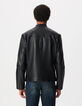 Blouson cuir noir zipp&eacute; Homme-3