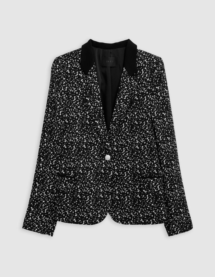 Women's black rock tachist print suit jacket-6