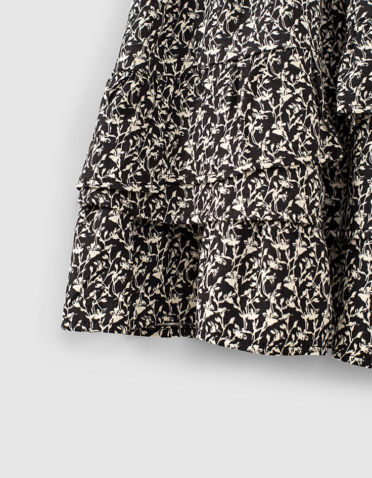Jupe noire Ecovero® imprimé lys à volants fille-4