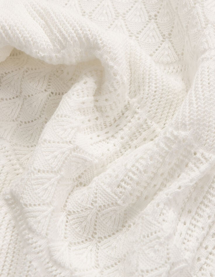 Witte korte mouwloze trui fantasietricot Dames-7 Witte korte mouwloze trui fantasietricot Dames-7