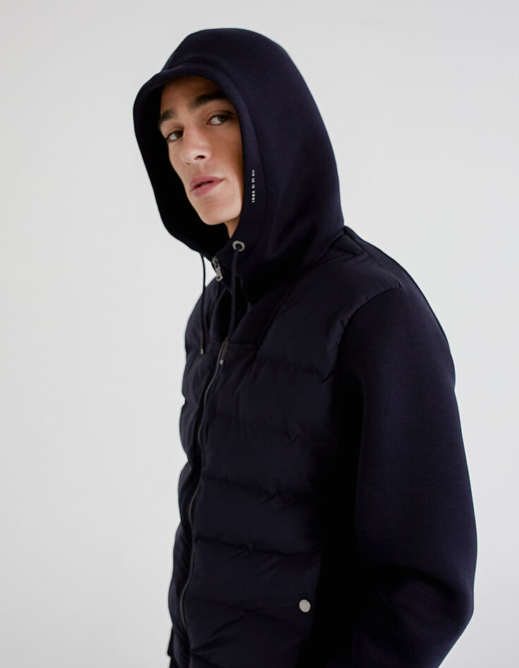 Marineblaue Herren-Unterziehjacke aus Materialmix -2