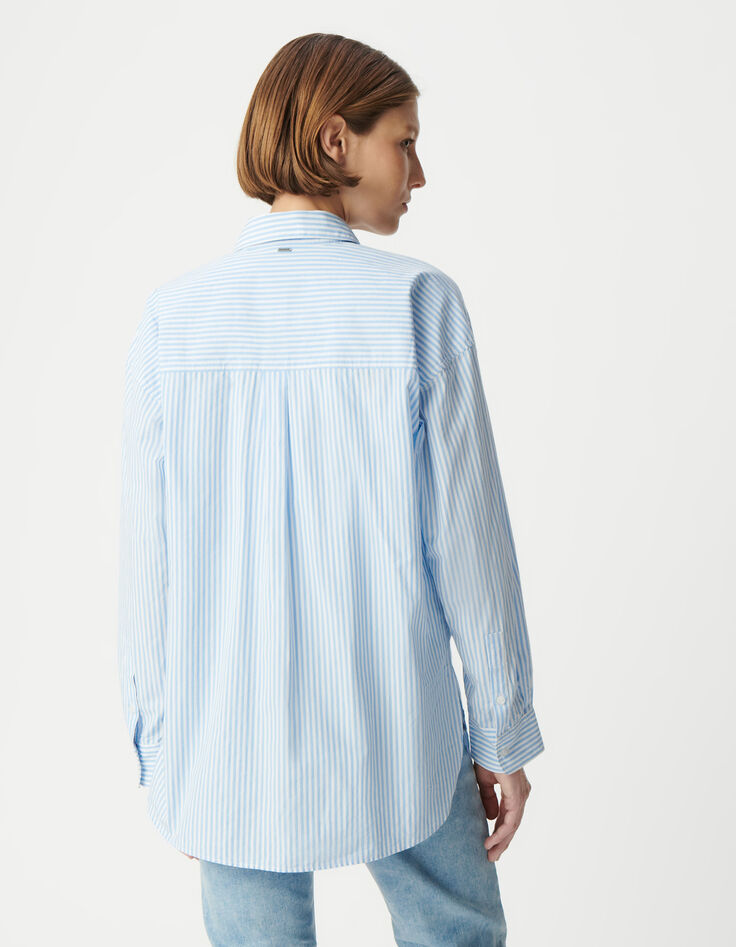 Chemise à rayures bleues coton bio oversize Femme-4