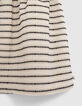 Girls’ ecru dress with striped motif jacquard-5