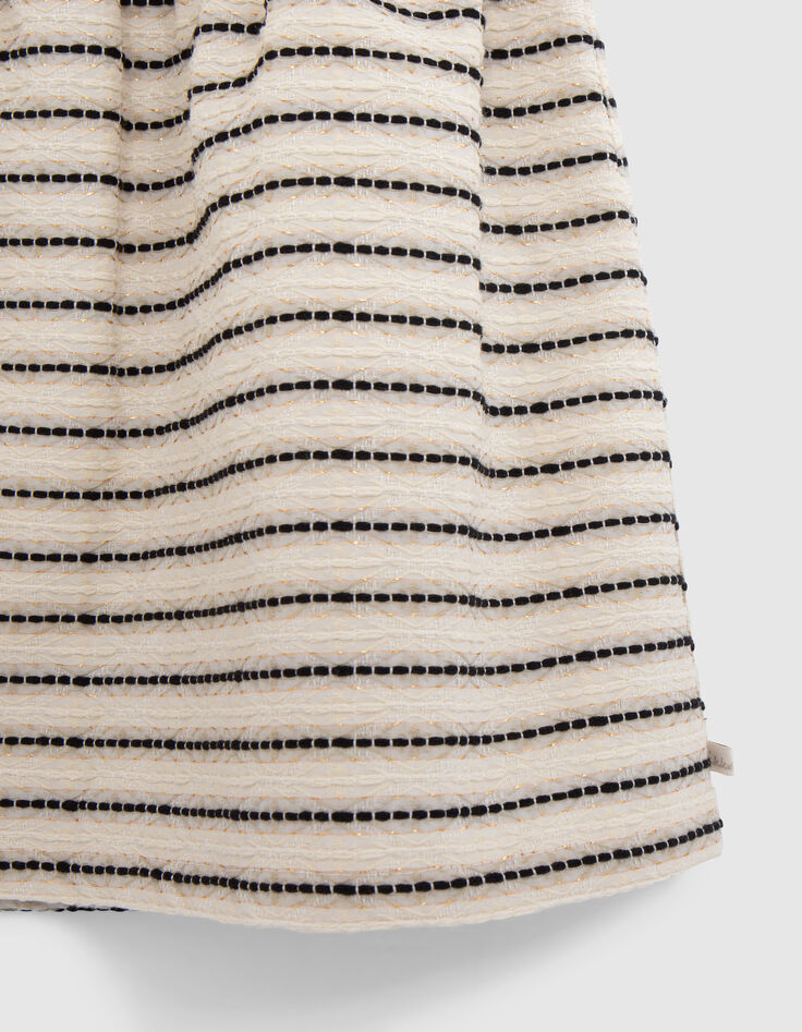 Girls’ ecru dress with striped motif jacquard-5