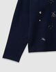 Marineblaues Mädchen-T-Shirt Stickereien und Strass-4
