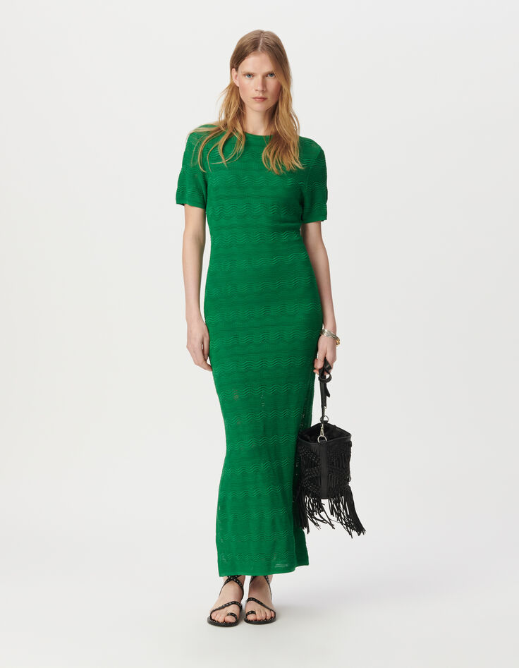 Women's green crochet long dress-1