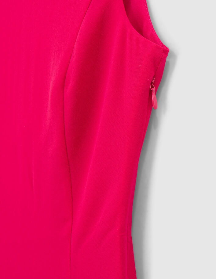 Langes hot pink Recycling-Damenkleid mit Schulterpolstern - IKKS