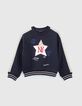Sweat marine avec étoile sequins réversibles fille-1