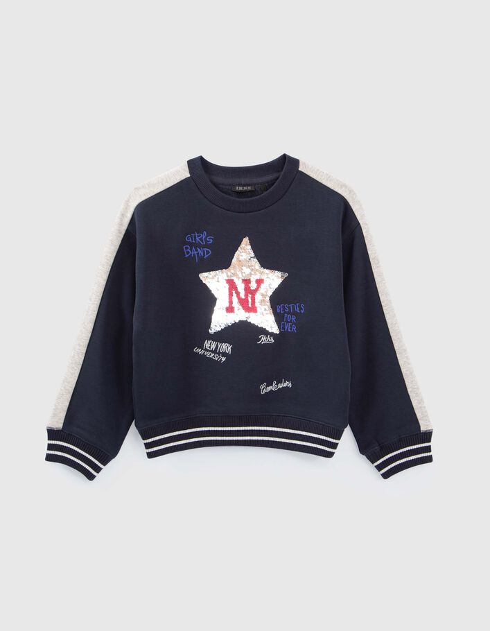 Sudadera azul marino estrella lentejuelas reversibles niña-3