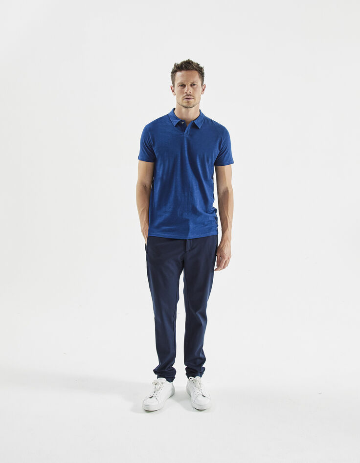 Polo indigo coton flammé Homme-7