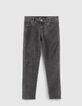 Girls’ grey high-waist slim jeans with side bands-1