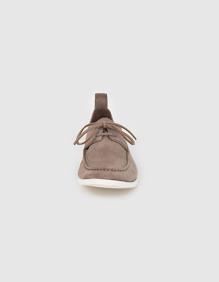 Chaussures bateau café en cuir velours Homme-2